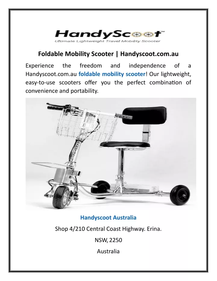 foldable mobility scooter handyscoot com au