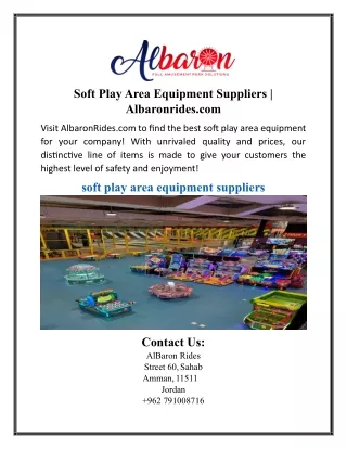Soft Play Area Equipment Suppliers | Albaronrides.com