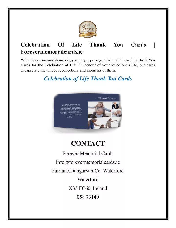 celebration forevermemorialcards ie