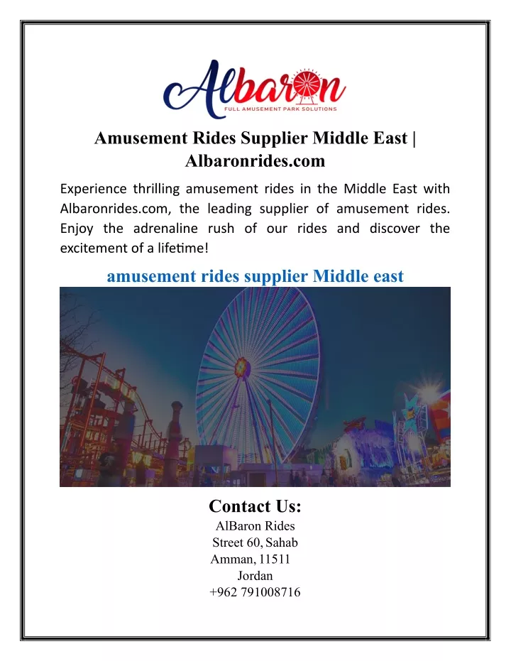 amusement rides supplier middle east albaronrides