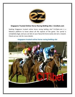 Singapore Trusted Online Horse Racing Betting Site