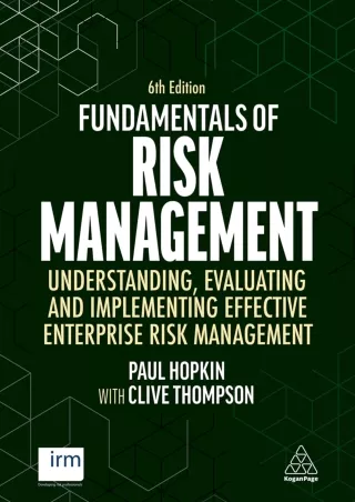 [PDF] DOWNLOAD  Fundamentals of Risk Management: Understanding, Evaluating and Implementing Effective Enterprise Risk Ma