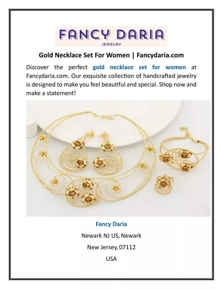 gold necklace set for women fancydaria com