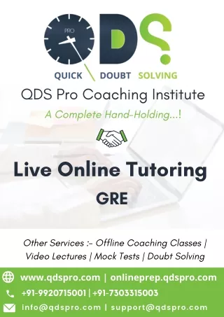 QDS Pro GRE Live Online Tutoring Prospectus