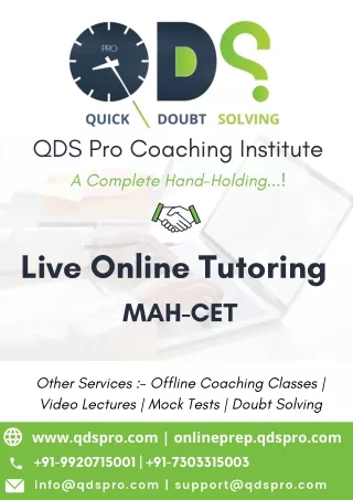 QDS Pro MAH-CET Live Online Tutoring Prospectus
