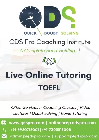 QDS Pro TOEFL Live Online Tutoring Prospectus