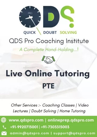 QDS Pro PTE Live Online Tutoring Prospectus