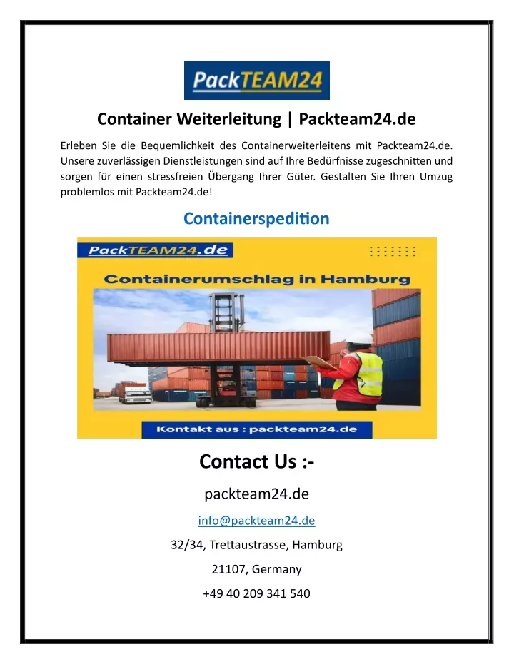 container weiterleitung packteam24 de