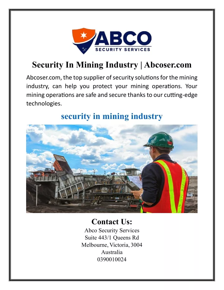 security in mining industry abcoser com