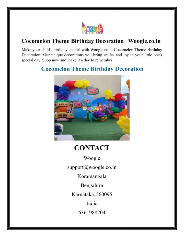 cocomelon theme birthday decoration woogle co in