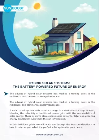Hybrid Solar Systems The Battery-Powered Future of Energy