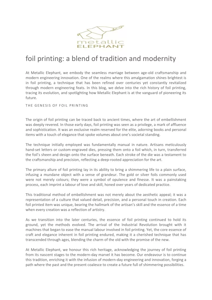 foil printing a blend of tradition and modernity