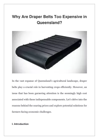 Why Are Draper Belts Too Expensive in Queensland