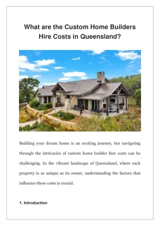 What are the Custom Home Builders Hire Costs in Queensland?