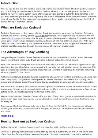 The Ultimate Guidebook to Evolution Casinos: Unraveling the Thrill of Live Gambl