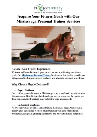 Acquire Your Fitness Goals with Our Mississauga Personal Trainer Services