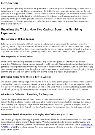 Unveiling the Secrets: How Live Casinos Revolutionized On the web Gambling