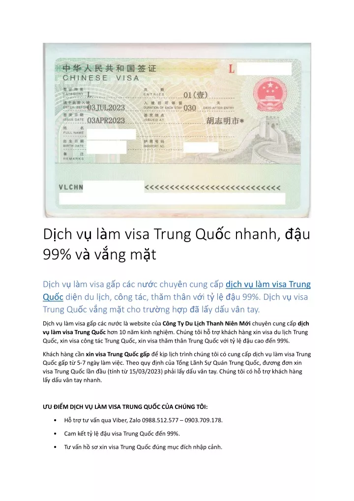 d ch v l m visa trung qu c nhanh u 99 v v ng m t