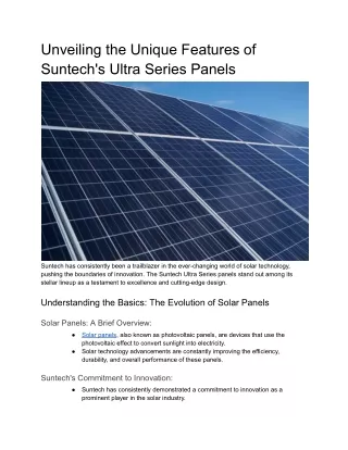 unveiling the unique features of suntech s ultra