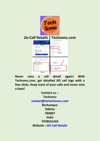 Jio Call Details  Techsonu com