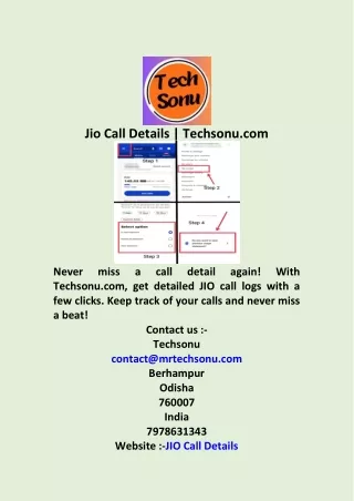 jio call details techsonu com