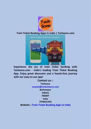 Train Ticket Booking Apps In India  Techsonu com