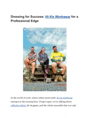 Dressing for Success_ Hi-Vis Workwear for a Professional Edge