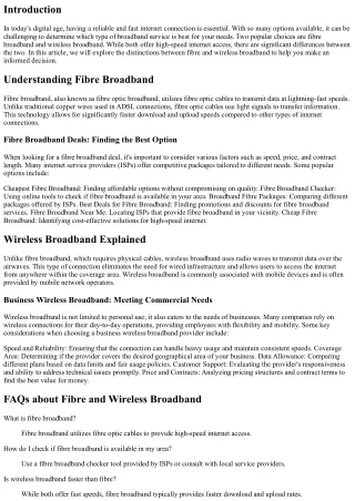 Understanding the Difference Between Fibre and Wireless Broadband