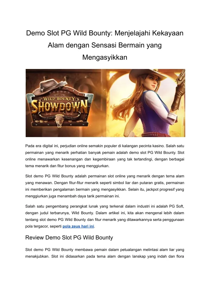 demo slot pg wild bounty menjelajahi kekayaan