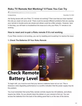 Roku TV Remote Not Working 8 Fixes You Can Try