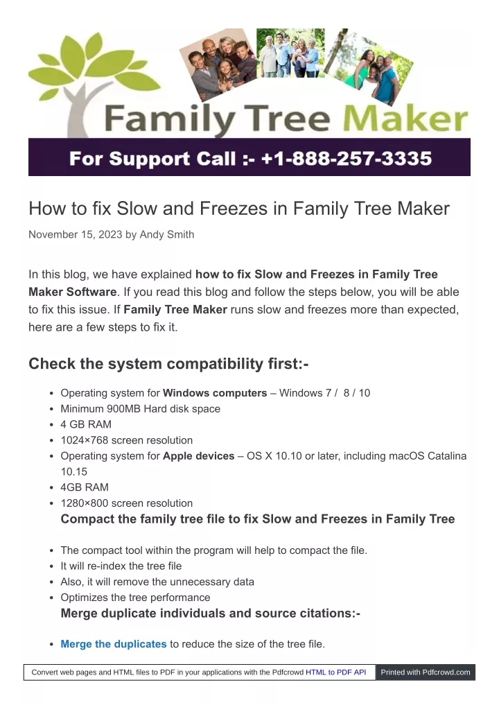 how to fix slow and freezes in family tree maker