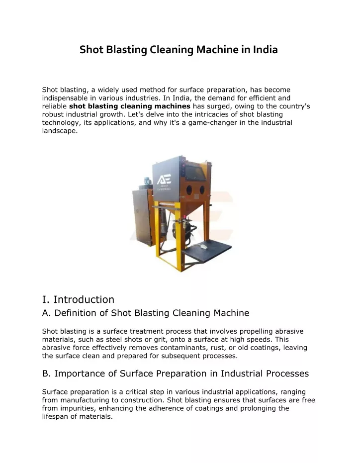 shot blasting cleaning machine in india