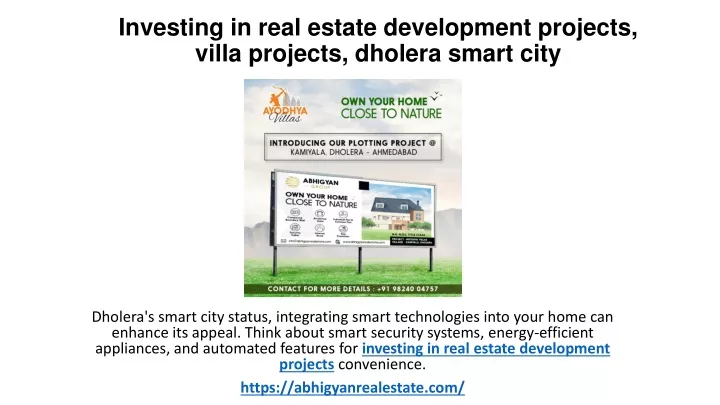 investing in real estate development projects villa projects dholera smart city