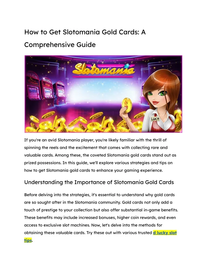 how to get slotomania gold cards a