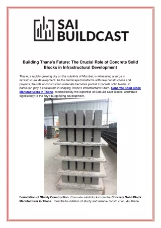 Building Thanes Future The Crucial Role of Concrete Solid Blocks in Infrastructural Development