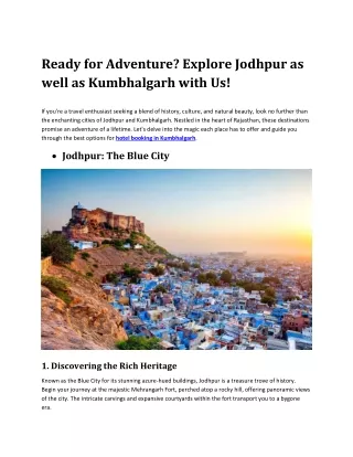 ready for adventure explore jodhpur as well