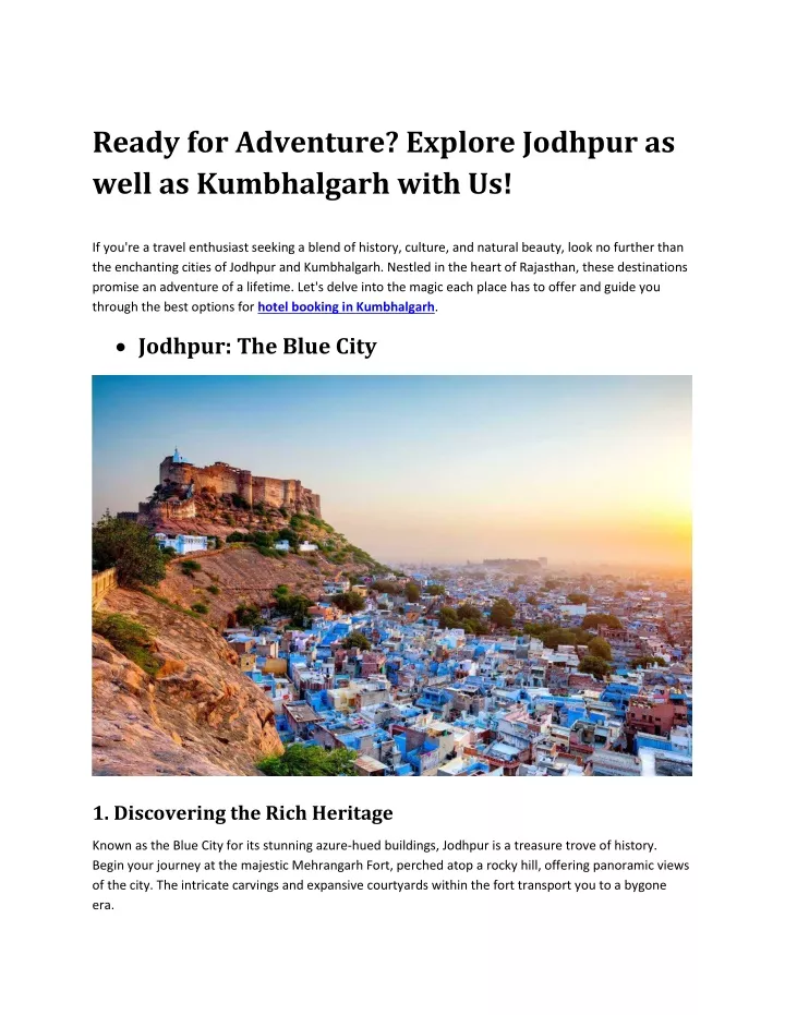 ready for adventure explore jodhpur as well