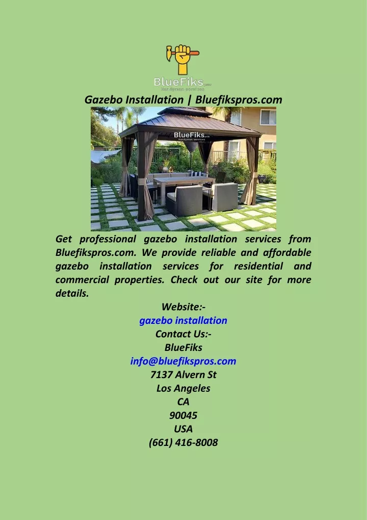 gazebo installation bluefikspros com