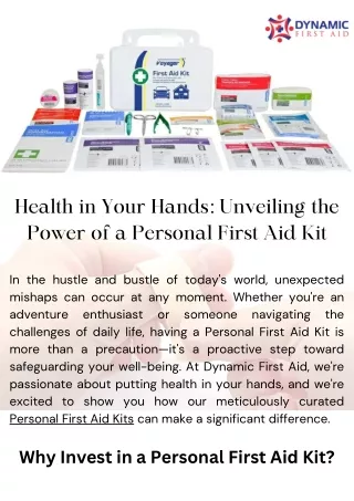 Health in Your Hands Unveiling the Power of a Personal First Aid Kit