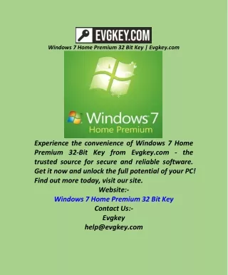 windows 7 home premium 32 bit key evgkey com