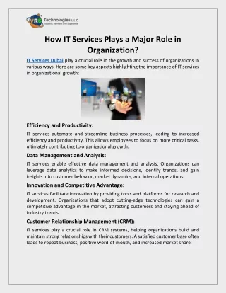 how it services plays a major role in organization