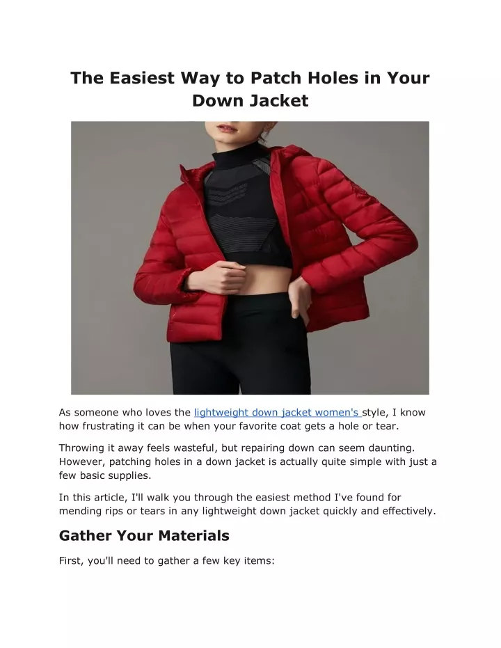the easiest way to patch holes in your down jacket