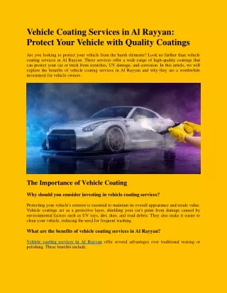 Vehicle Coating Services in Al Rayyan