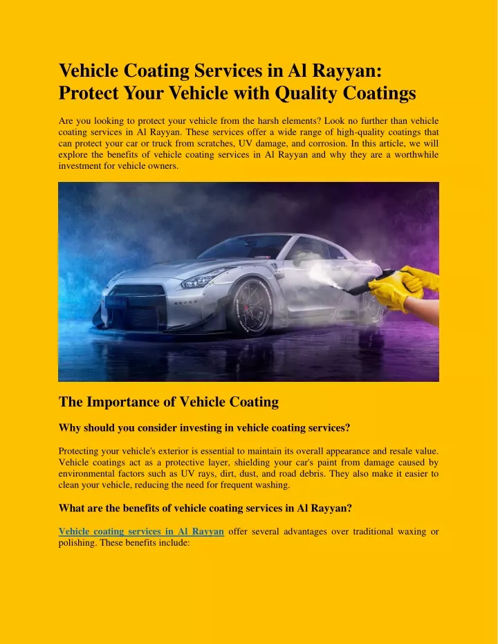 vehicle coating services in al rayyan protect