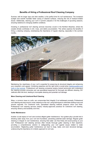 Benefits of Hiring a Professional Roof Cleaning Company