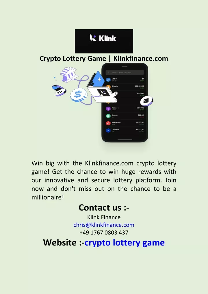crypto lottery game klinkfinance com