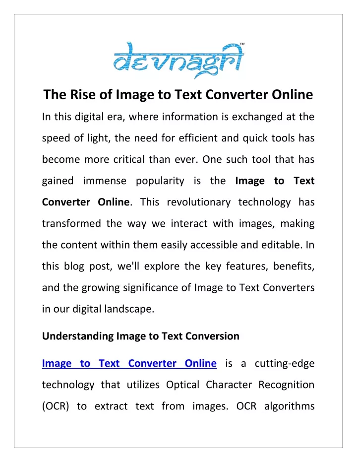 the rise of image to text converter online