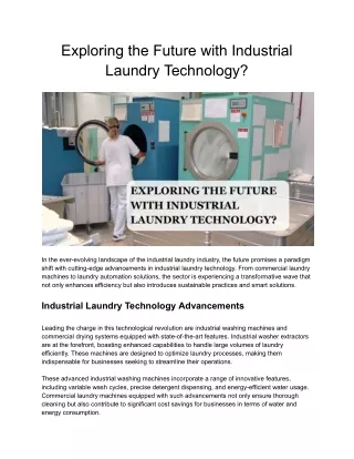 Exploring the Future with Industrial Laundry Technology
