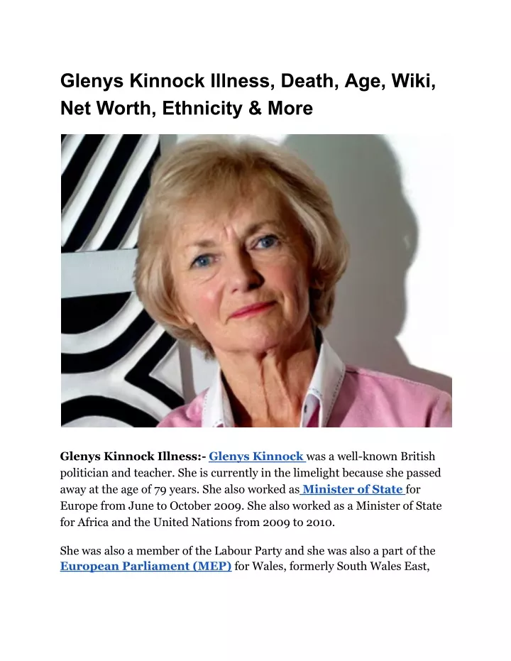 glenys kinnock illness death age wiki net worth