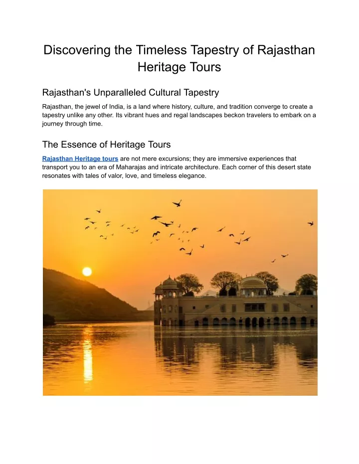 PPT - Discovering the Timeless Tapestry of Rajasthan Heritage Tours PowerPoint Presentation - ID 